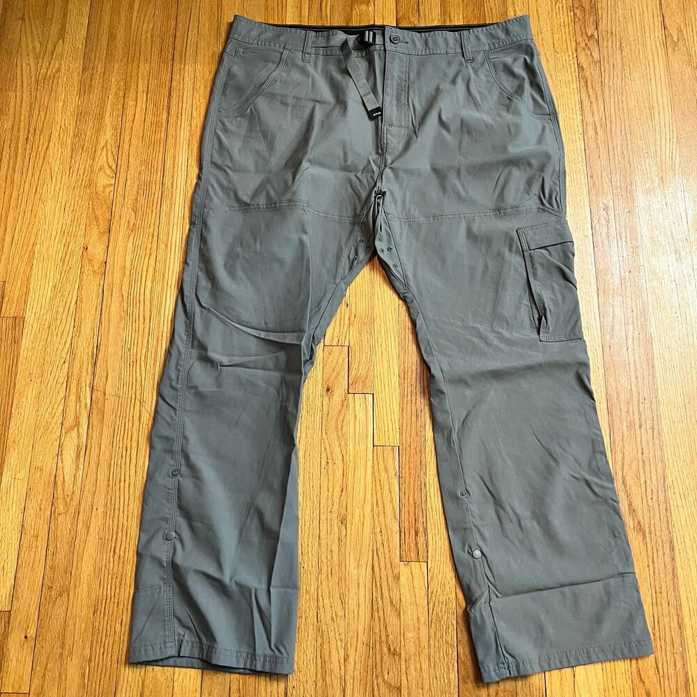 Prana Pants Mens 40 STRETCH ZION II Regular Fit Cargo Stretch Hiking Green Gray